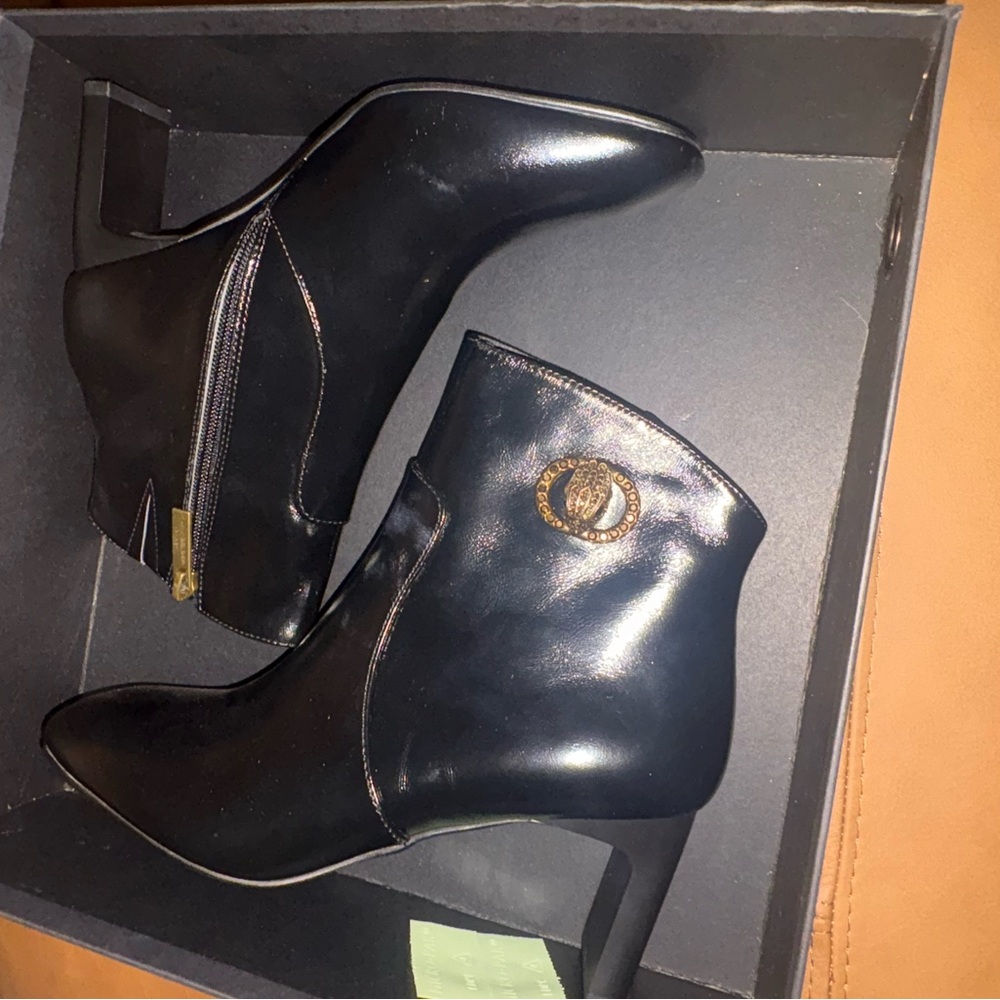 Kurt Geiger London Black Leather Chelsea Square Toe Booty (New)